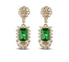 Emerald and Diamond 585 Gold Drop Earrings