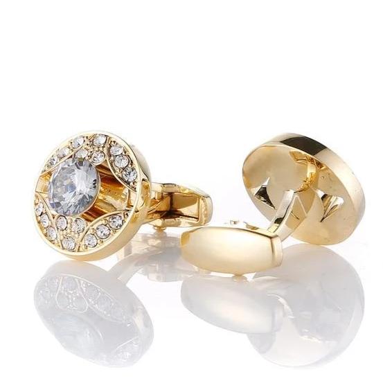 GOLD CRYSTAL CUFFLINKS
