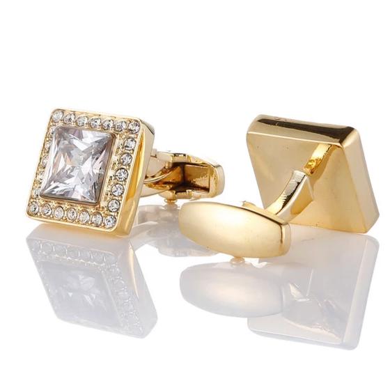 GOLD CRYSTAL CUFFLINKS