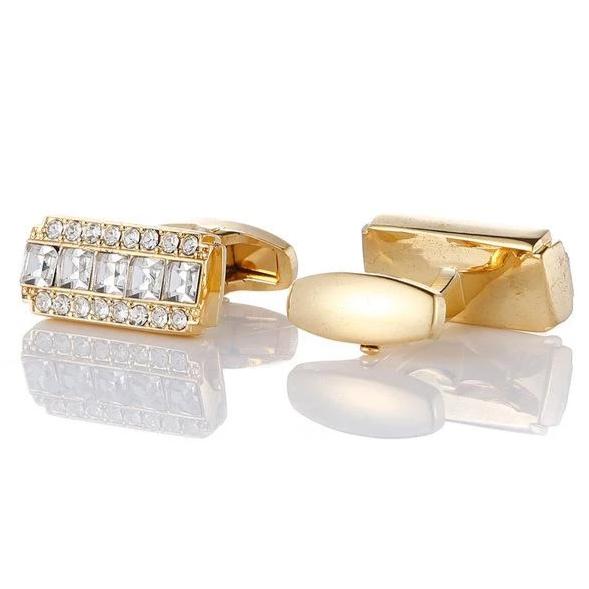 GOLD CRYSTAL CUFFLINKS