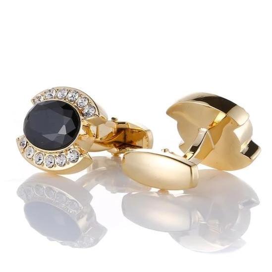 GOLD CRYSTAL CUFFLINKS