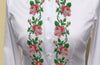 HAND EMBROIDERED WHITE SHIRT WITH BEADS - DOUBLE CUFF