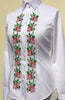 HAND EMBROIDERED WHITE SHIRT WITH BEADS - DOUBLE CUFF
