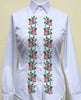 HAND EMBROIDERED WHITE SHIRT WITH BEADS - DOUBLE CUFF