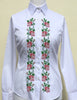 HAND EMBROIDERED WHITE SHIRT WITH BEADS - DOUBLE CUFF
