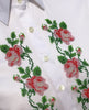 HAND EMBROIDERED WHITE SHIRT WITH BEADS - DOUBLE CUFF