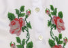 HAND EMBROIDERED WHITE SHIRT WITH BEADS - DOUBLE CUFF