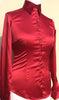 EMBROIDERED RED SATIN SHIRT - DOUBLE CUFF