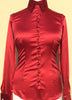 EMBROIDERED RED SATIN SHIRT - DOUBLE CUFF