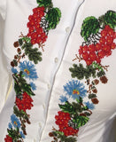 HAND EMBROIDERED WHITE SHIRT WITH BEADS - DOUBLE CUFF