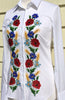 HAND EMBROIDERED WHITE SHIRT WITH BEADS - DOUBLE CUFF