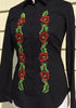 HAND EMBROIDERED BLACK SHIRT WITH BEADS - DOUBLE CUFF