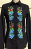 HAND EMBROIDERED BLACK SHIRT WITH BEADS - DOUBLE CUFF