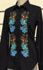 HAND EMBROIDERED BLACK SHIRT WITH BEADS - DOUBLE CUFF