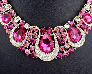 Pink Crystal Necklace & earrings