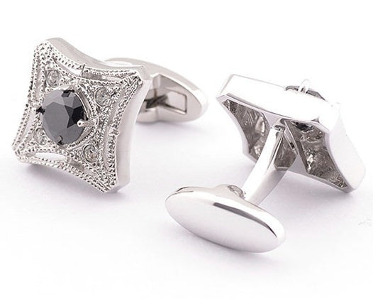 Exquisite Black Crystal Cufflinks