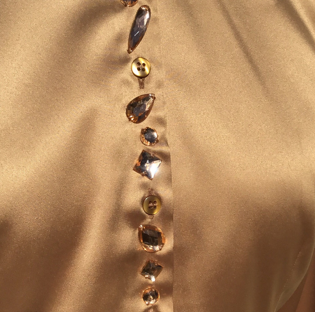 JEWELLERED CUMIN SATIN SHIRT - DOUBLE CUFF