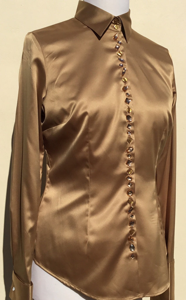 JEWELLERED CUMIN SATIN SHIRT - DOUBLE CUFF