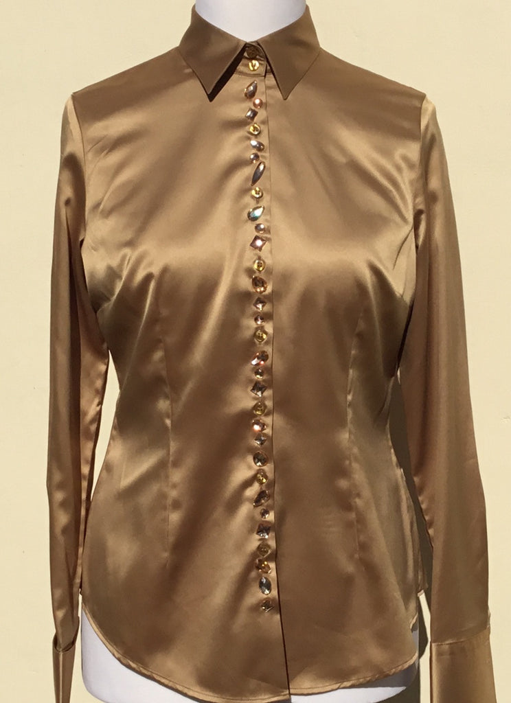 JEWELLERED CUMIN SATIN SHIRT - DOUBLE CUFF