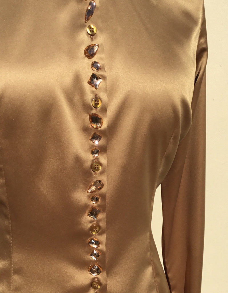 JEWELLERED CUMIN SATIN SHIRT - DOUBLE CUFF