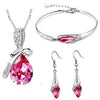 Vintage Silver Rose Crystal Jewellery Set