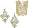 Gold Flower Lace Bangle & earrings