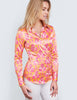 Pink & Yellow Retro Geometric Design Fitted Satin Shirt
