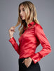 Red Fitted Satin Shirt - Double Cuff