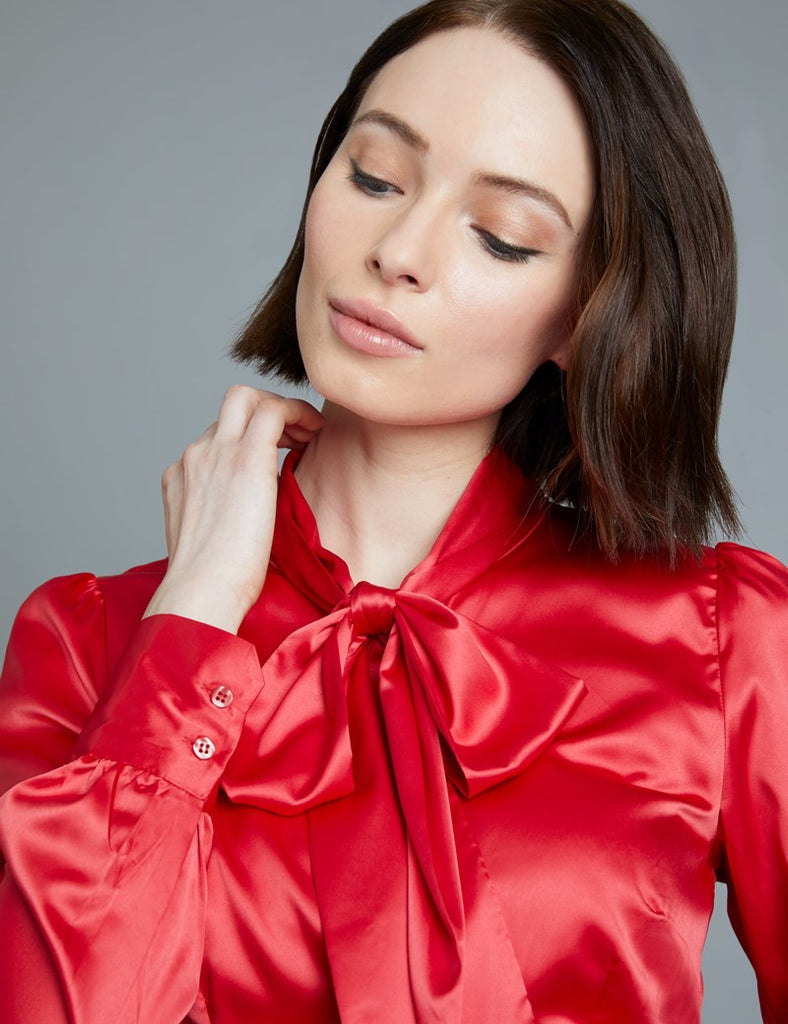 Satin blouse red 2025