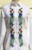 HAND EMBROIDERED WHITE SHIRT WITH BEADS - DOUBLE CUFF