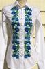 HAND EMBROIDERED WHITE SHIRT WITH BEADS - DOUBLE CUFF